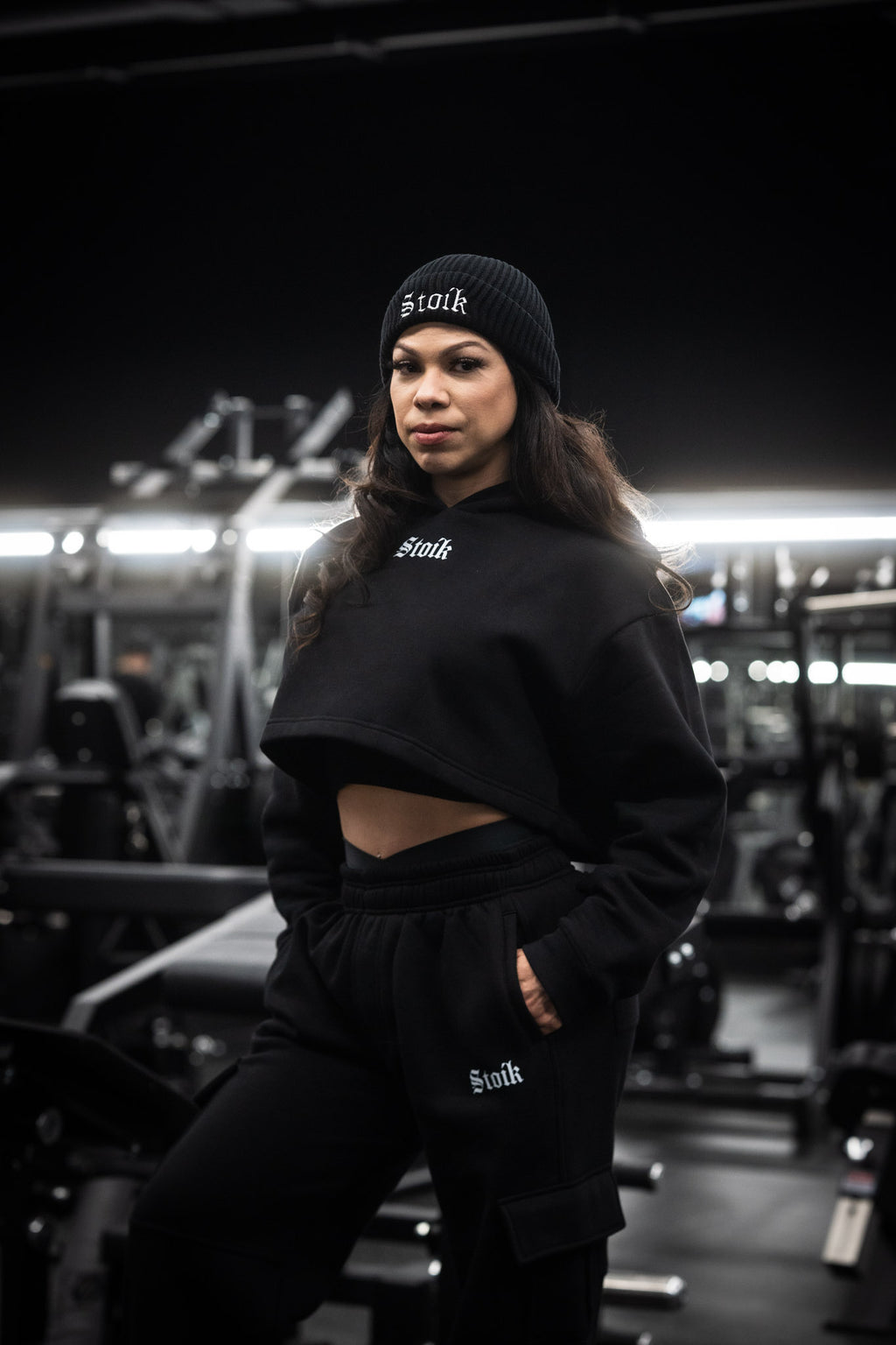 Stoik Women's Oversize Cropped Hoodie, Black