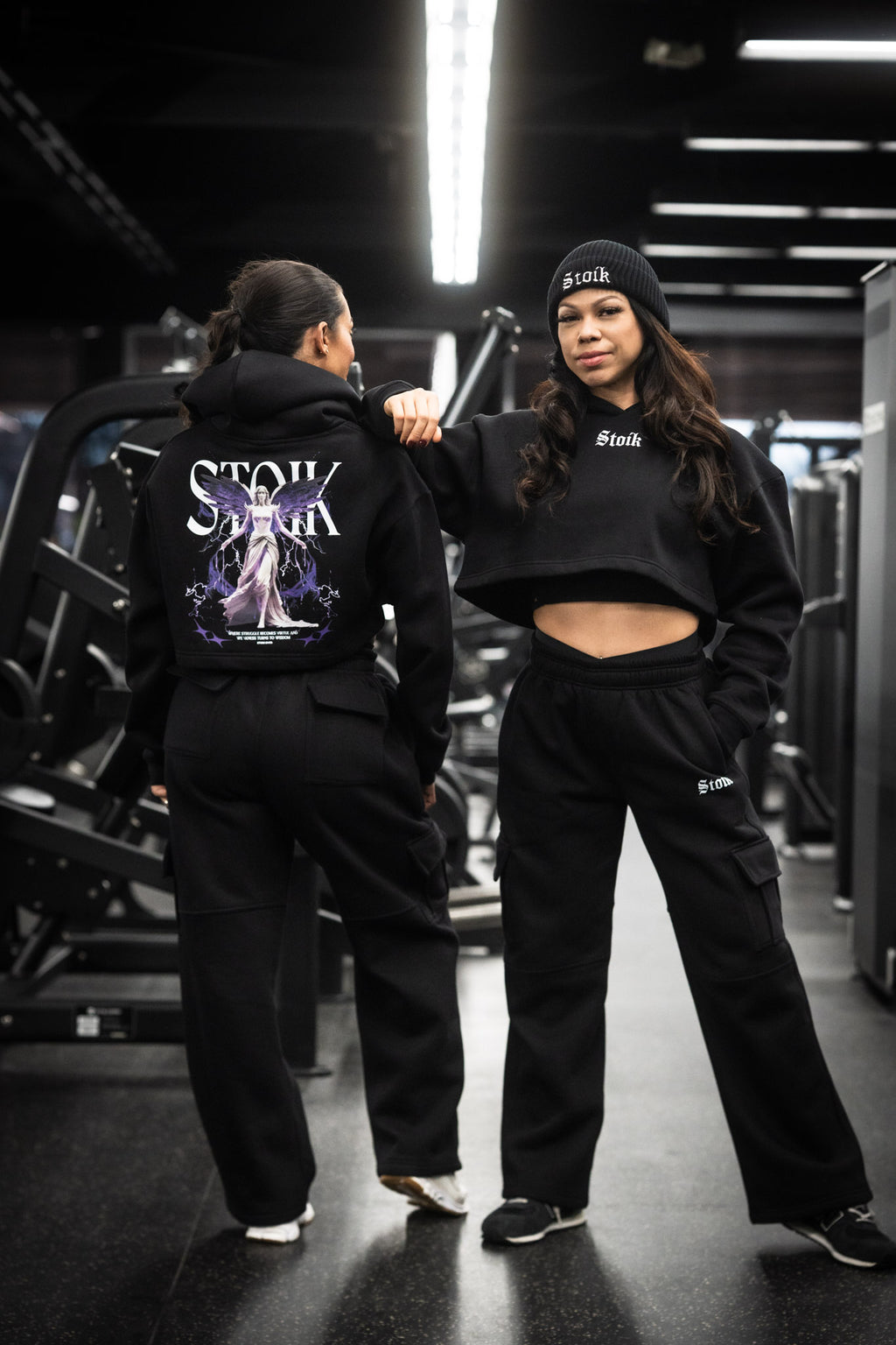 Stoik Women's Oversize Cropped Hoodie, Black